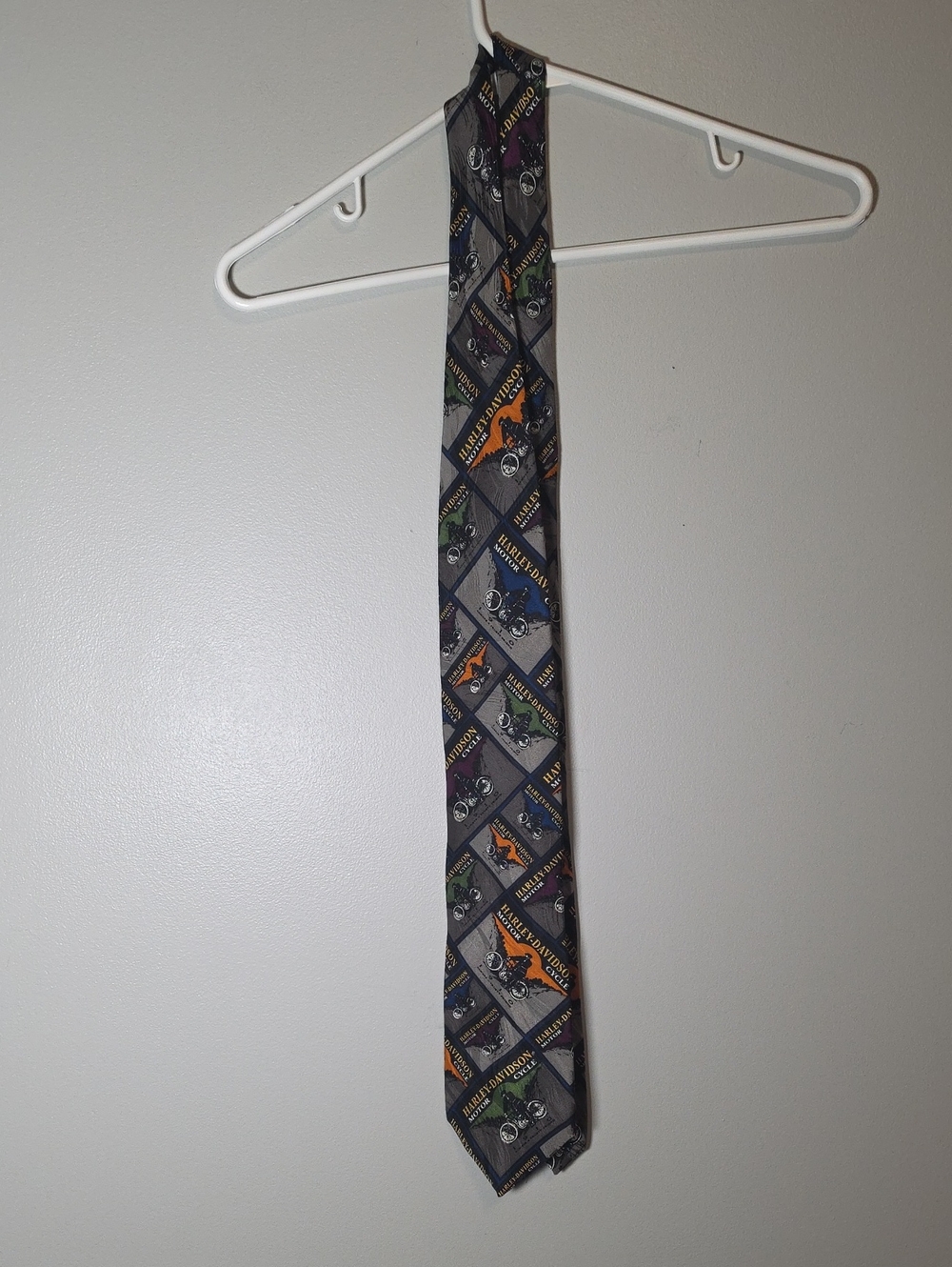 Harley-Davidson Grey Tie with Orange, Green, Blue and Purple Accents